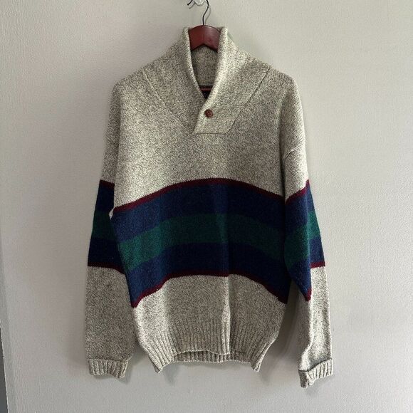 Vintage Eddie Bauer Mens Sweater Size Large Tall Wool Blend V-Neck Pullover USA - Picture 1 of 7